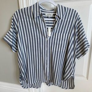 Madewell striped short sleeve, hi-lo button down shirt size XS